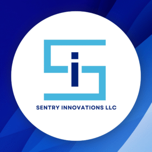 Geometric logo for Sentry Innovations LLC featuring stylized blue "S" and "I" initials on a circular gradient background.